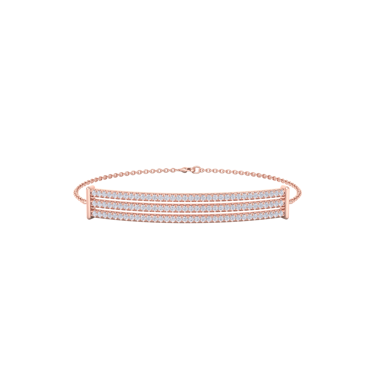 Bar diamond bracelet in rose gold with white diamonds of 0.93 ct in weight