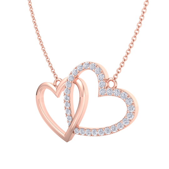 Cute Hearts Pendant in rose gold with white diamonds of 0.61 ct in weigh