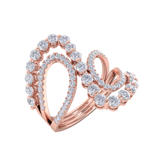 Intertwined ring in white gold with white diamonds of 1.20 ct in weight