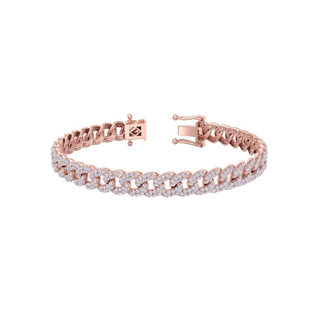Chain diamond bracelet in rose gold with white diamonds of 3.95 ct in weight
