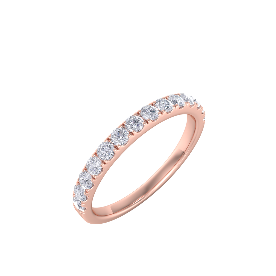 Classic Wedding band in rose gold with white diamonds of 0.49 ct in weight