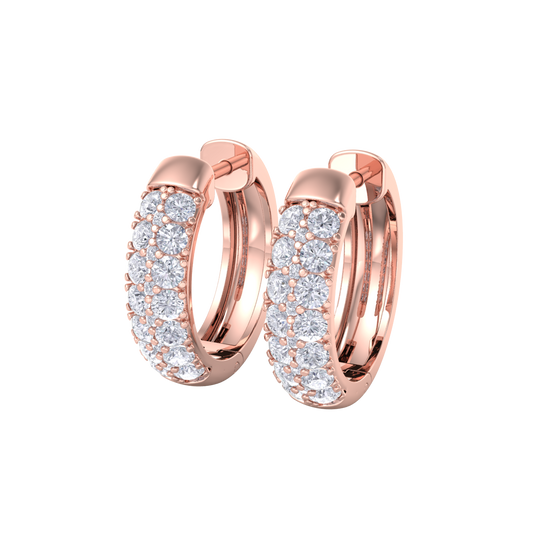 Diamond huggies earrings in rose gold with white diamonds of 0.99 ct in weight
