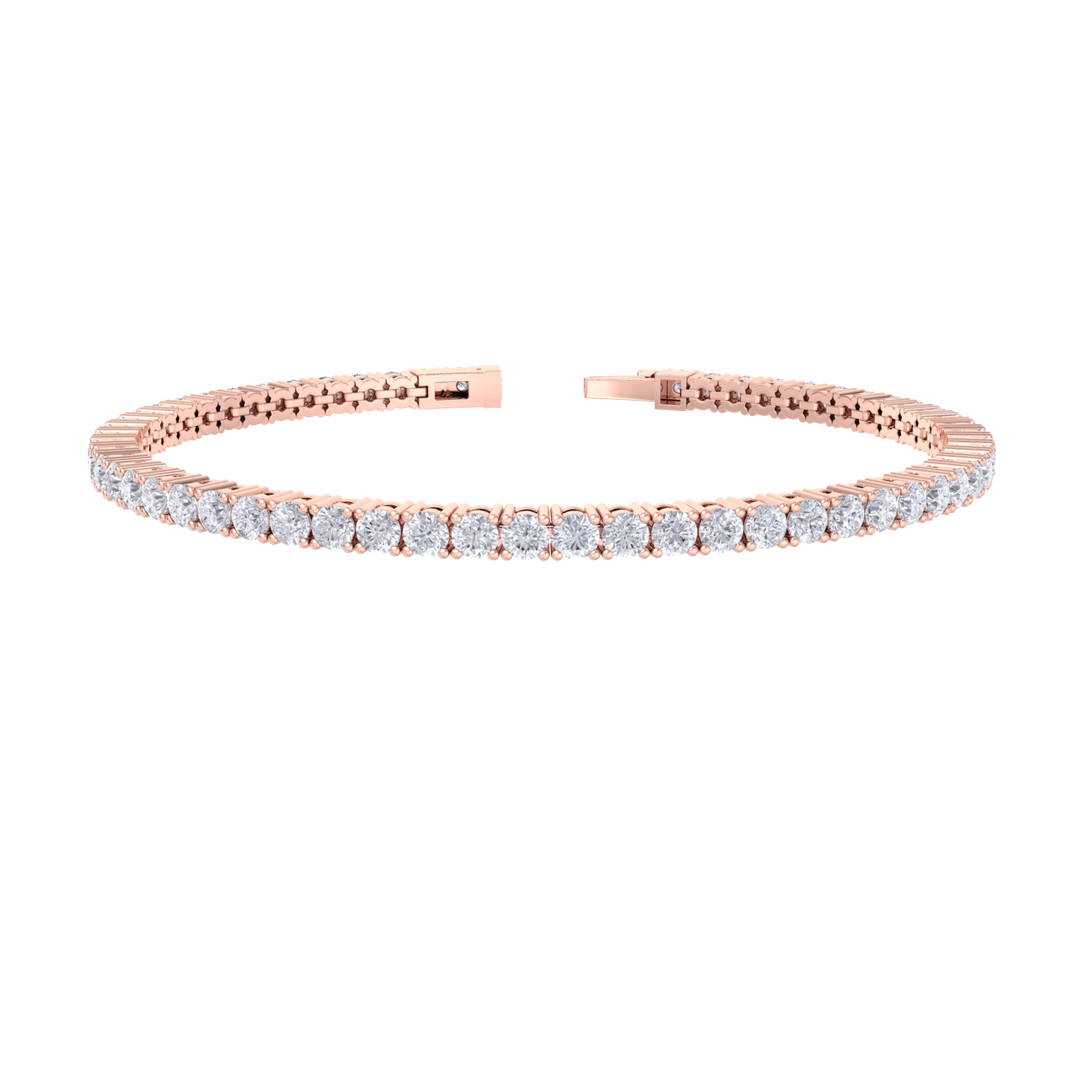 Elegant tennis bracelet with miracle plates in rose with white diamonds of 5.00 ct in weight
