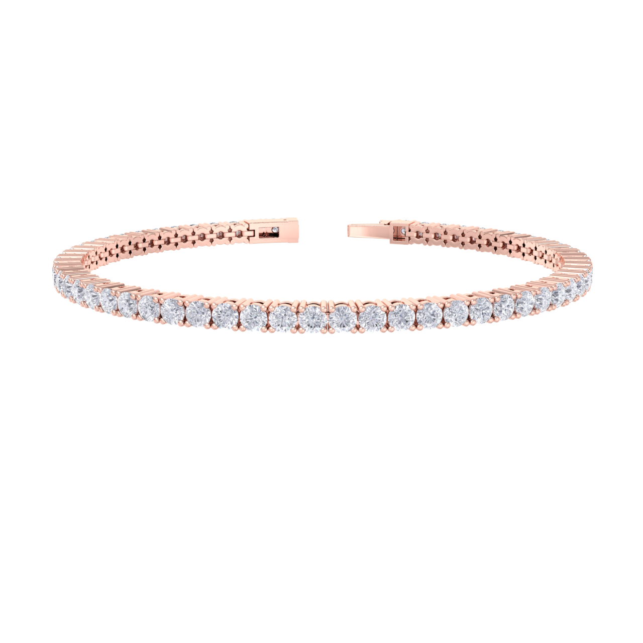 Elegant tennis bracelet with miracle plates in rose with white diamonds of 5.00 ct in weight