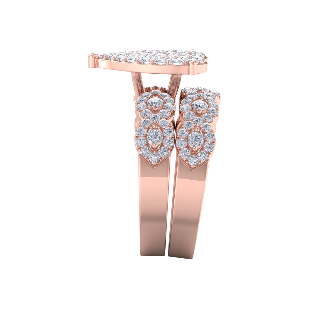 Heart shaped Diamond ring in rose gold with white diamonds of 1.46 ct in weight
