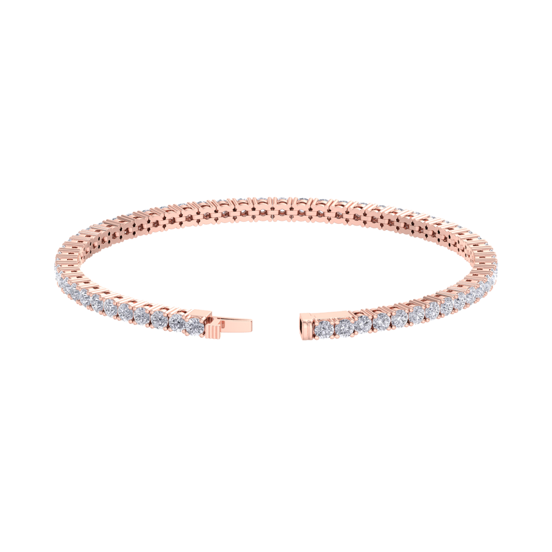 Elegant tennis bracelet with miracle plates in white with white diamonds of 5.00 ct in weight