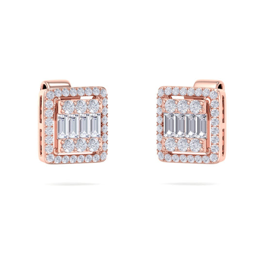 Beautiful Earrings in rose gold with white diamonds of 0.65 ct in weight