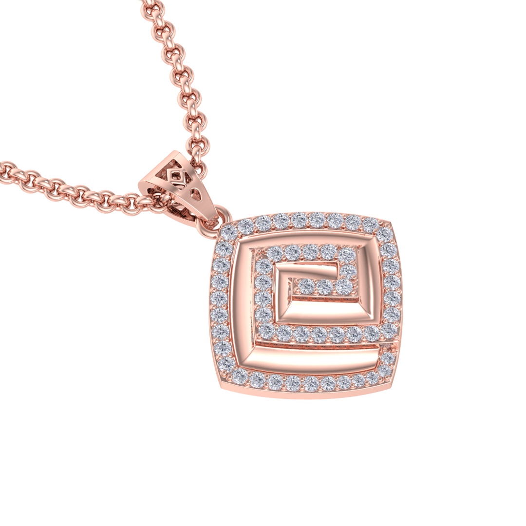 Square Pendant in white gold with white diamonds of 0.61 ct in weight