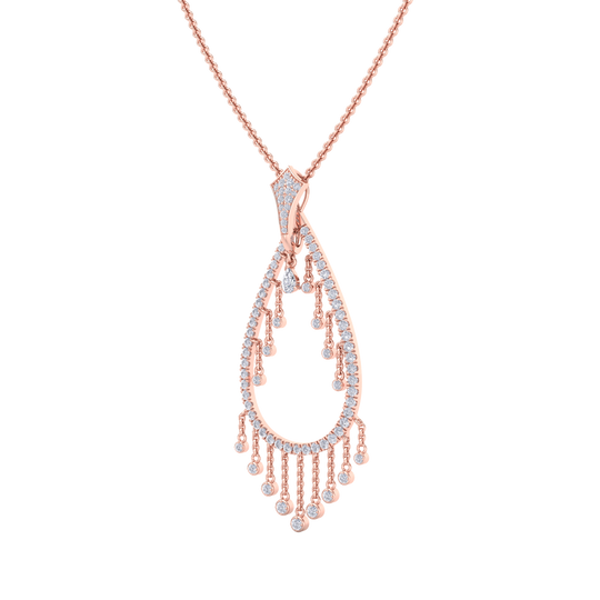 Waterfall pendant in rose gold with white diamonds of 1.72 ct in weight