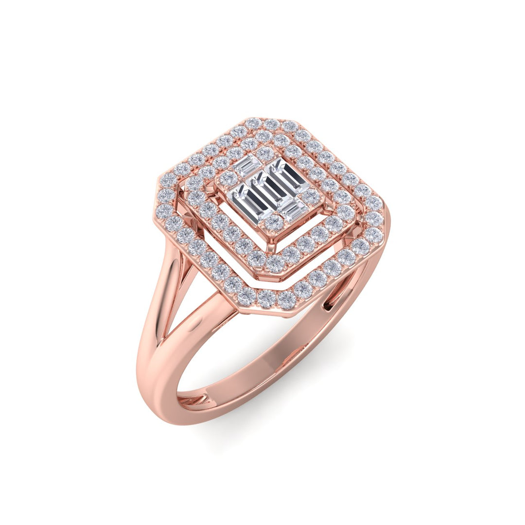 Beautiful Ring in rose gold with white diamonds of 0.39 ct in weight