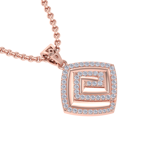 Square Pendant in rose gold with white diamonds of 0.61 ct in weight
