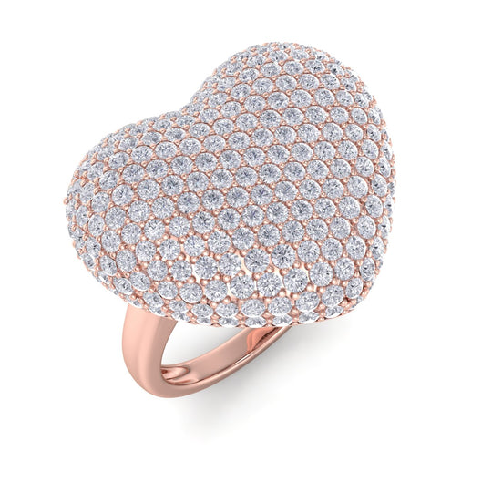 Beautiful Happy Heart Diamond ring in rose gold with white diamonds of 2.45 ct in weight
