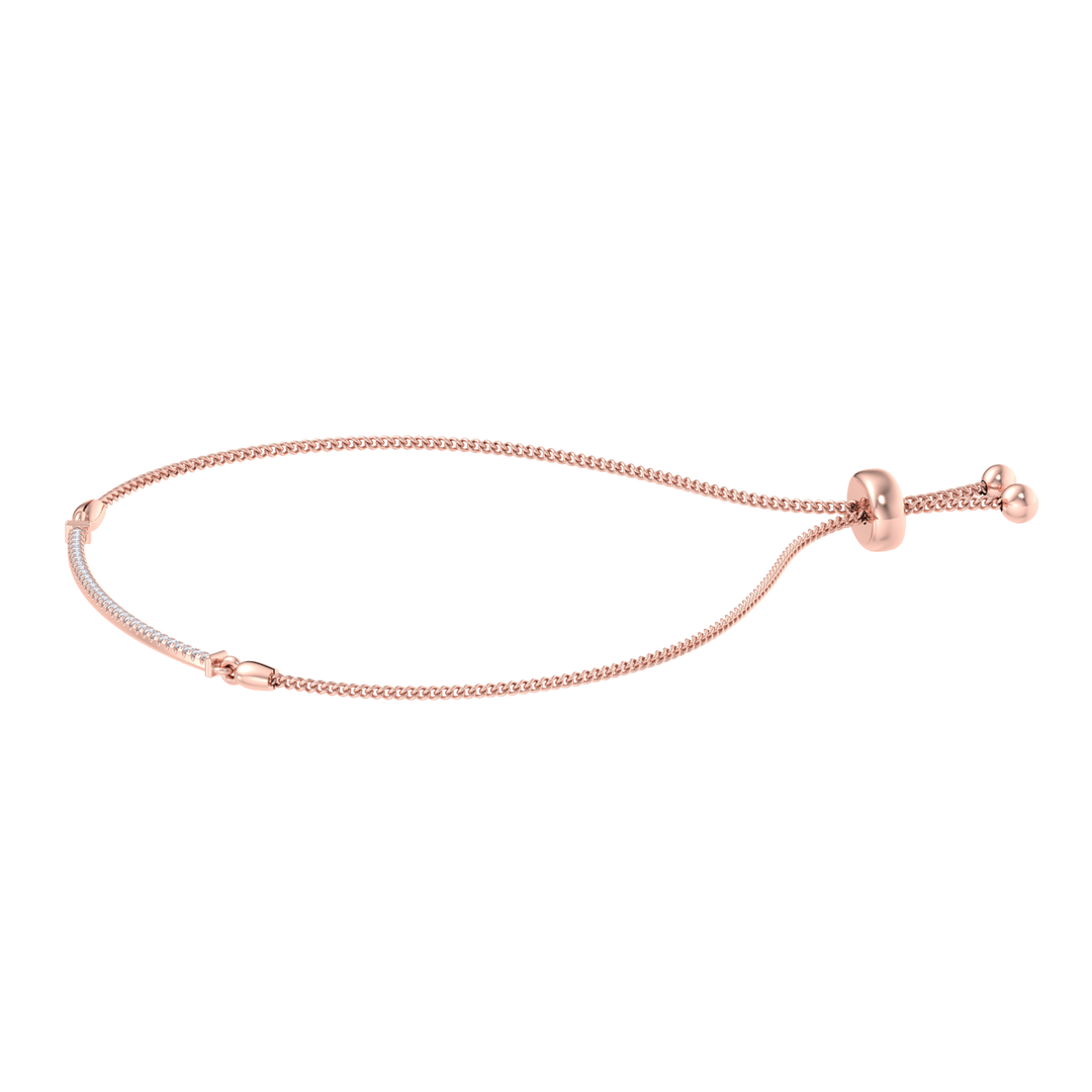Bar necklace in rose gold with white diamonds of 0.31 in weight