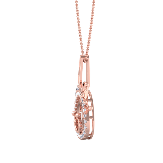 Cute Pendant in yellow gold with white diamonds of 0.58 ct in weight