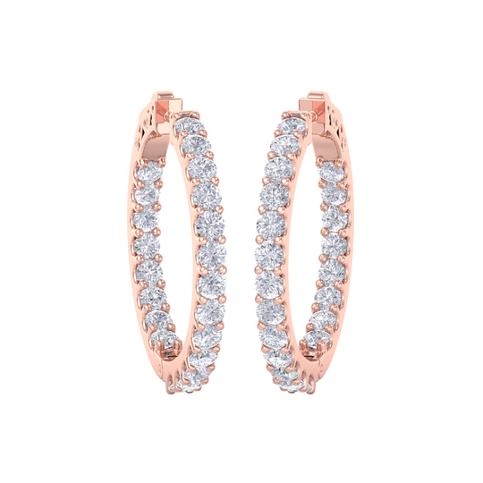 Diamond eternity hoop earrings in white gold with white diamonds of 4.82 ct in weight 