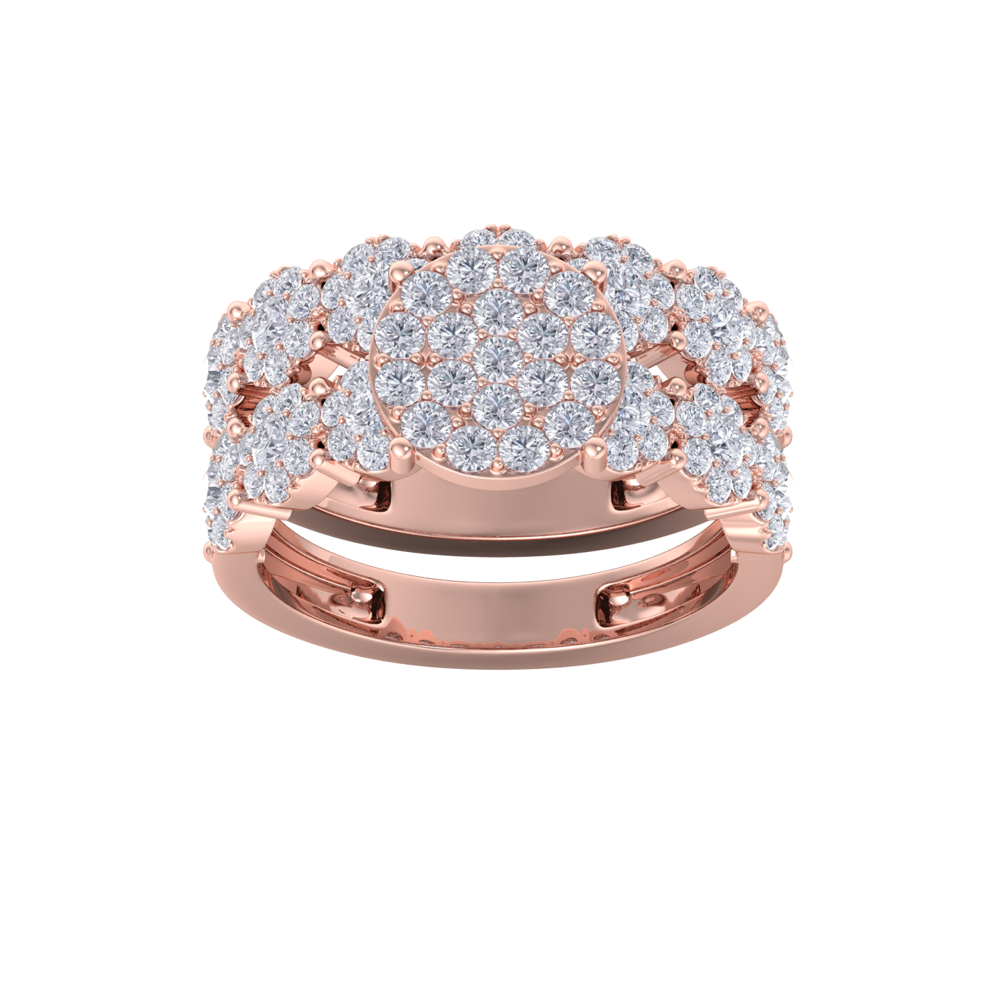 Diamond ring in rose gold with white diamonds of 1.75 ct in weight