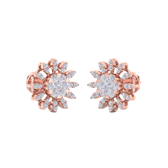 Stud earrings in rose gold with white diamonds of 0.89 ct in weight