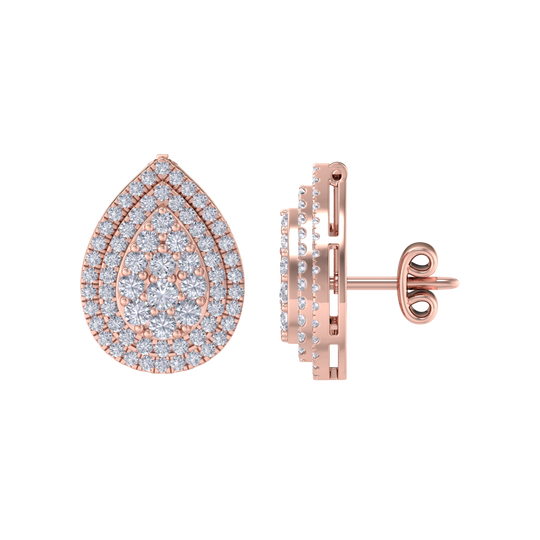 3 in 1 earrings in yellow gold with white diamonds of 0.85 ct in weight