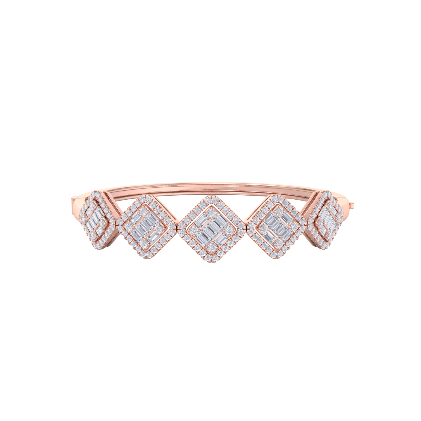 Diamond bangle in rose gold with white diamonds of 2.78 ct in weight