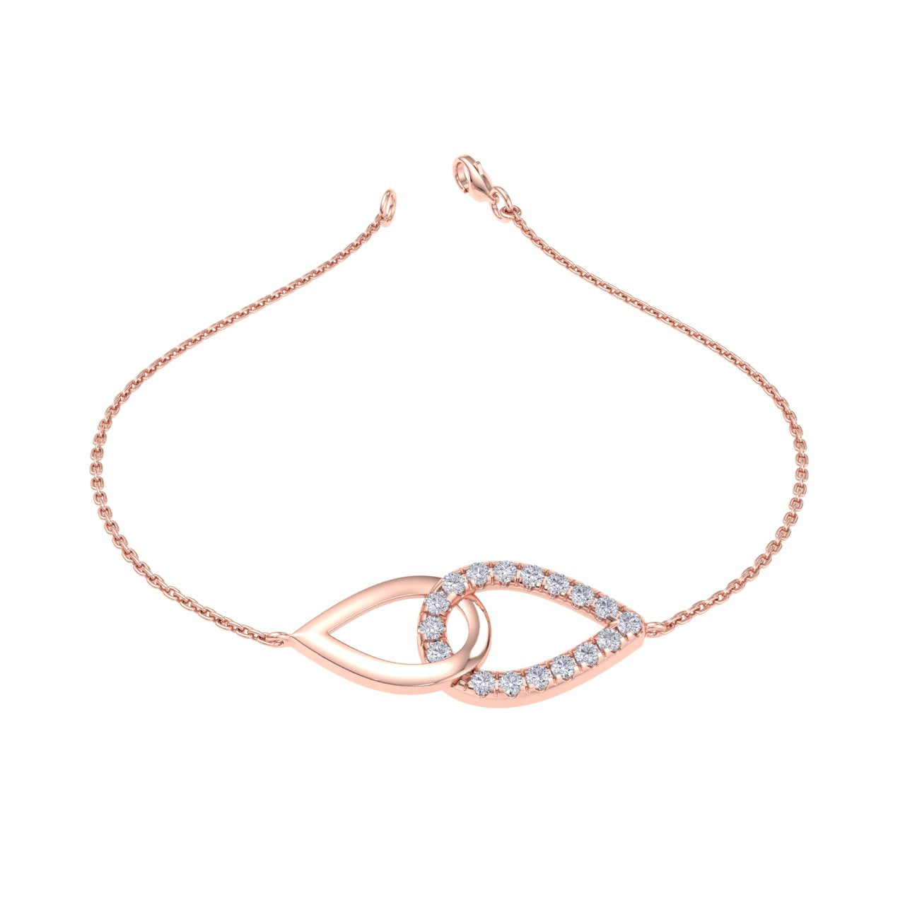 Bracelet in rose gold with white diamonds of 0.51 ct in weight