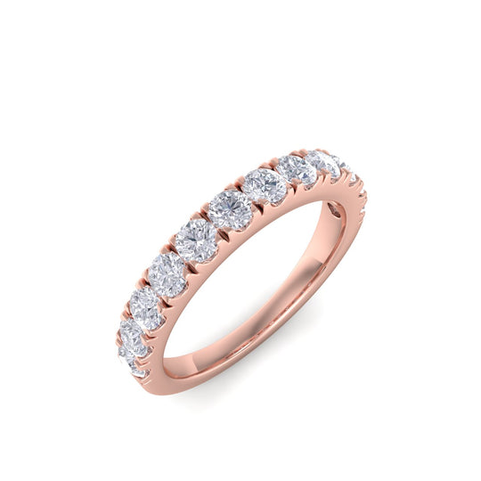 Classic Wedding band in rose gold with white diamonds of 0.96 ct in weight
