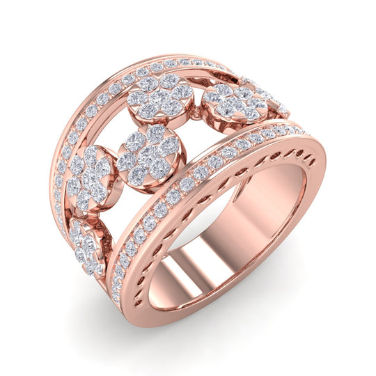 Beautiful ring in rose gold with white diamonds of 1.07  ct in weight