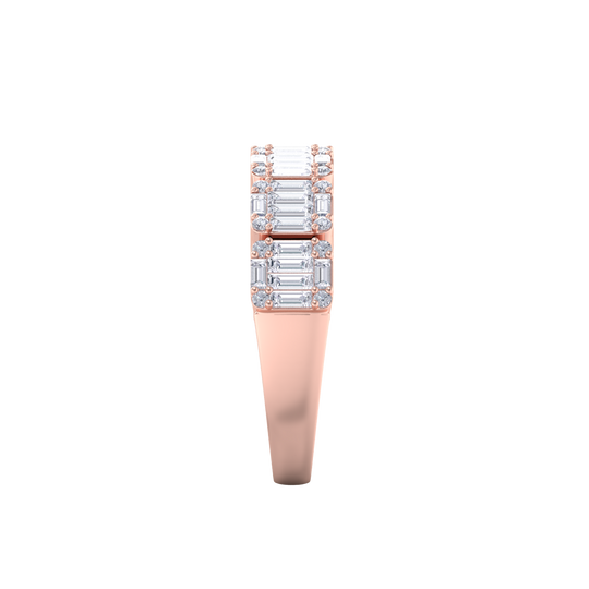 Anniversary ring with baguette white diamonds in rose gold with white diamonds of 2.03 ct in weight