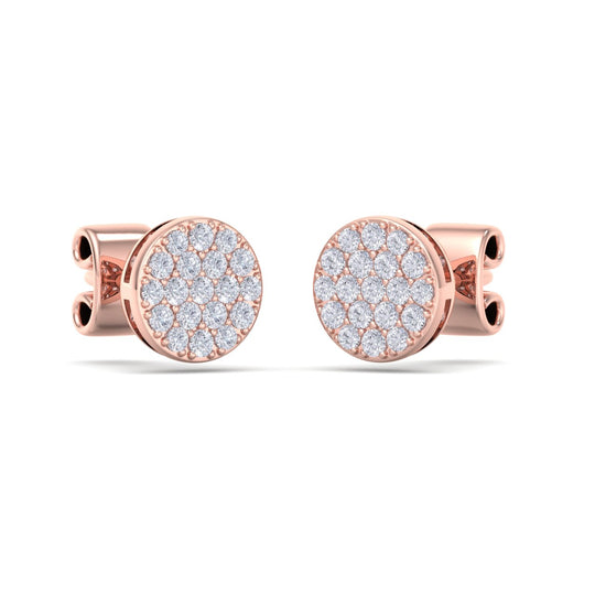 Classic round stud earrings in yellow gold with white diamonds of 0.26 ct in weight