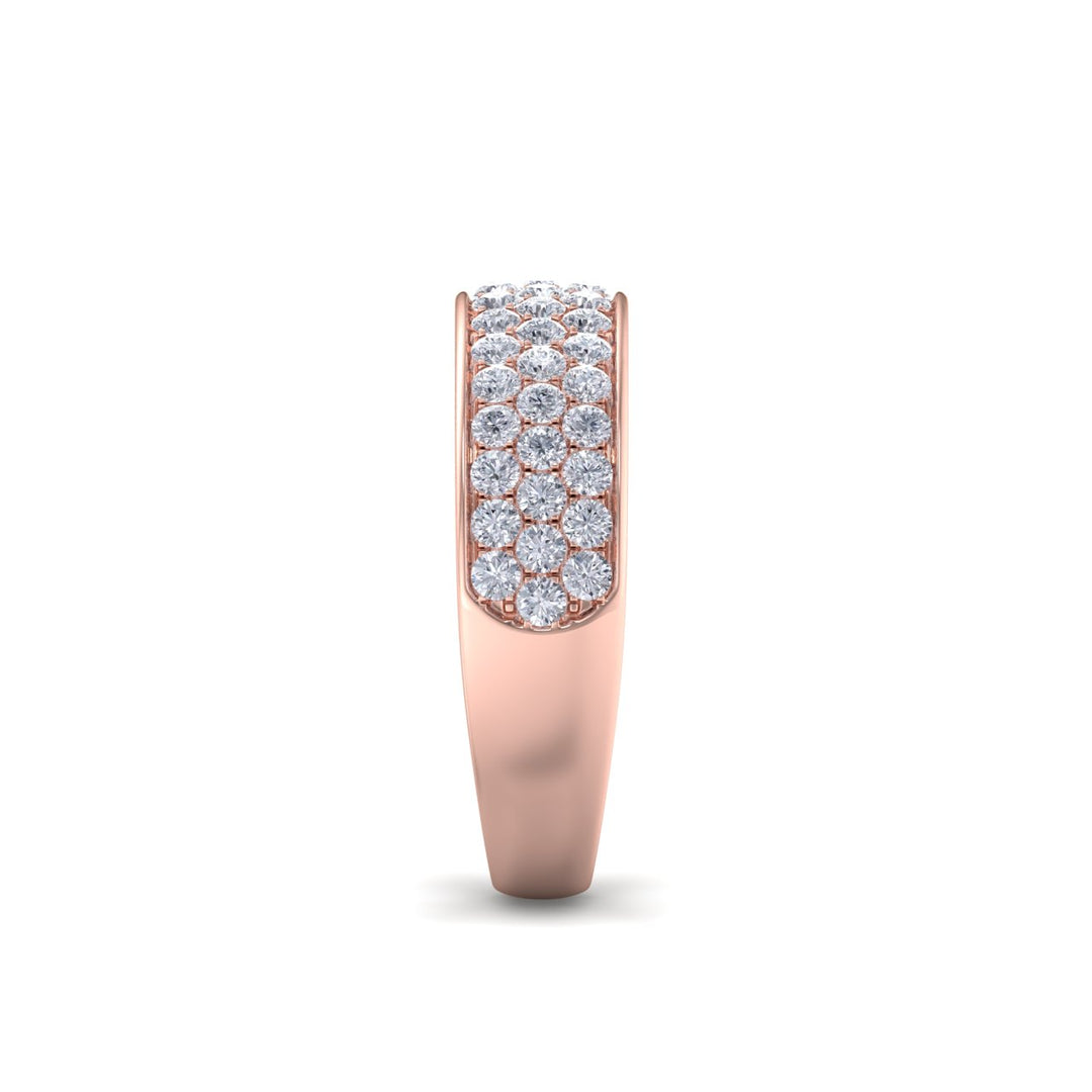 Classic Wedding band in rose gold with white diamonds of 0.83 ct in weight