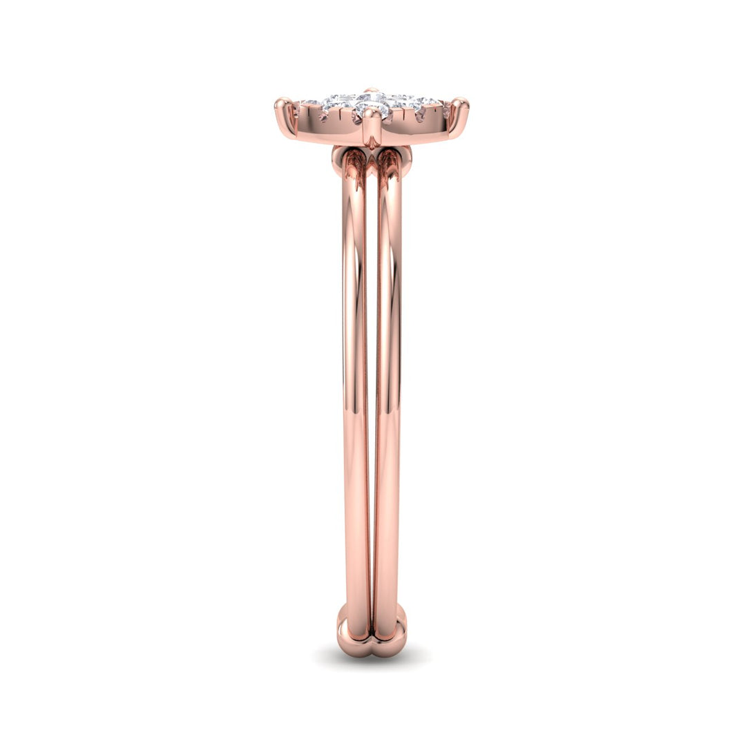 Beautiful Ring in rose gold with white diamonds of 0.13 ct in weight