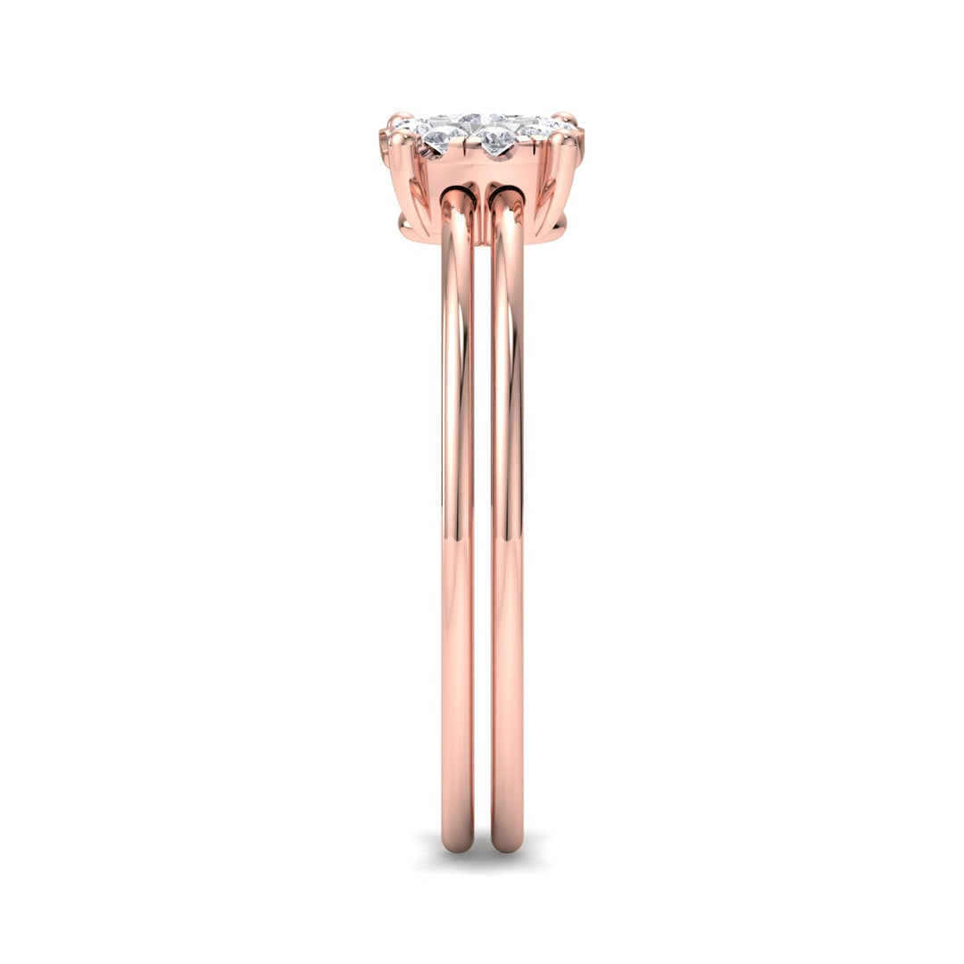 Flower Ring in rose gold with white diamonds of 0.16 ct in weight