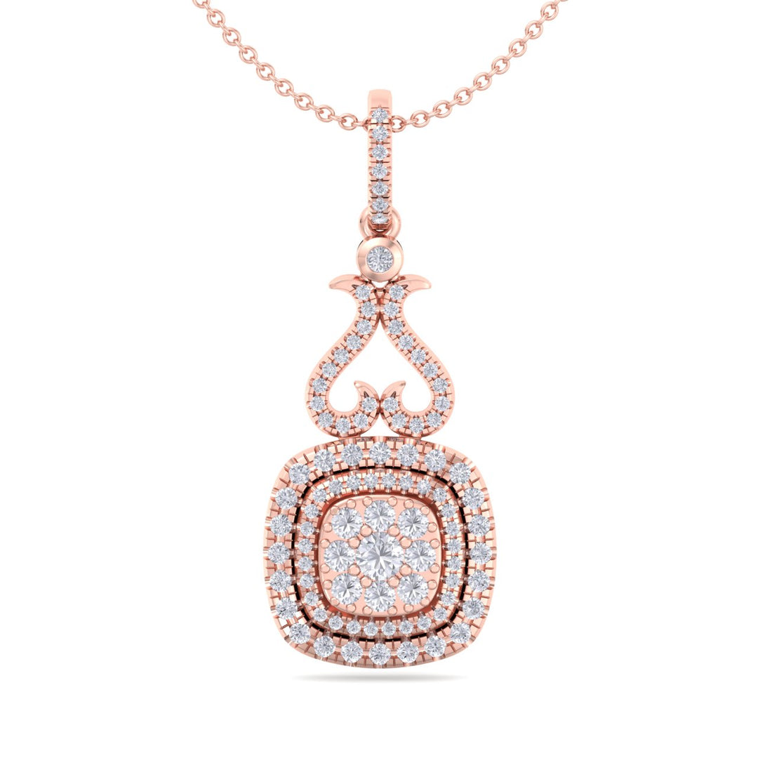 Square heart pendant in rose gold with white diamonds of 0.60 ct in weight - HER DIAMONDS®