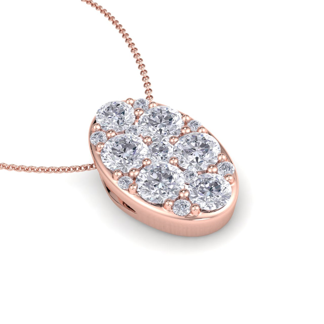 Oval pendant necklace in white gold with white diamonds of 0.79 ct in weight - HER DIAMONDS®