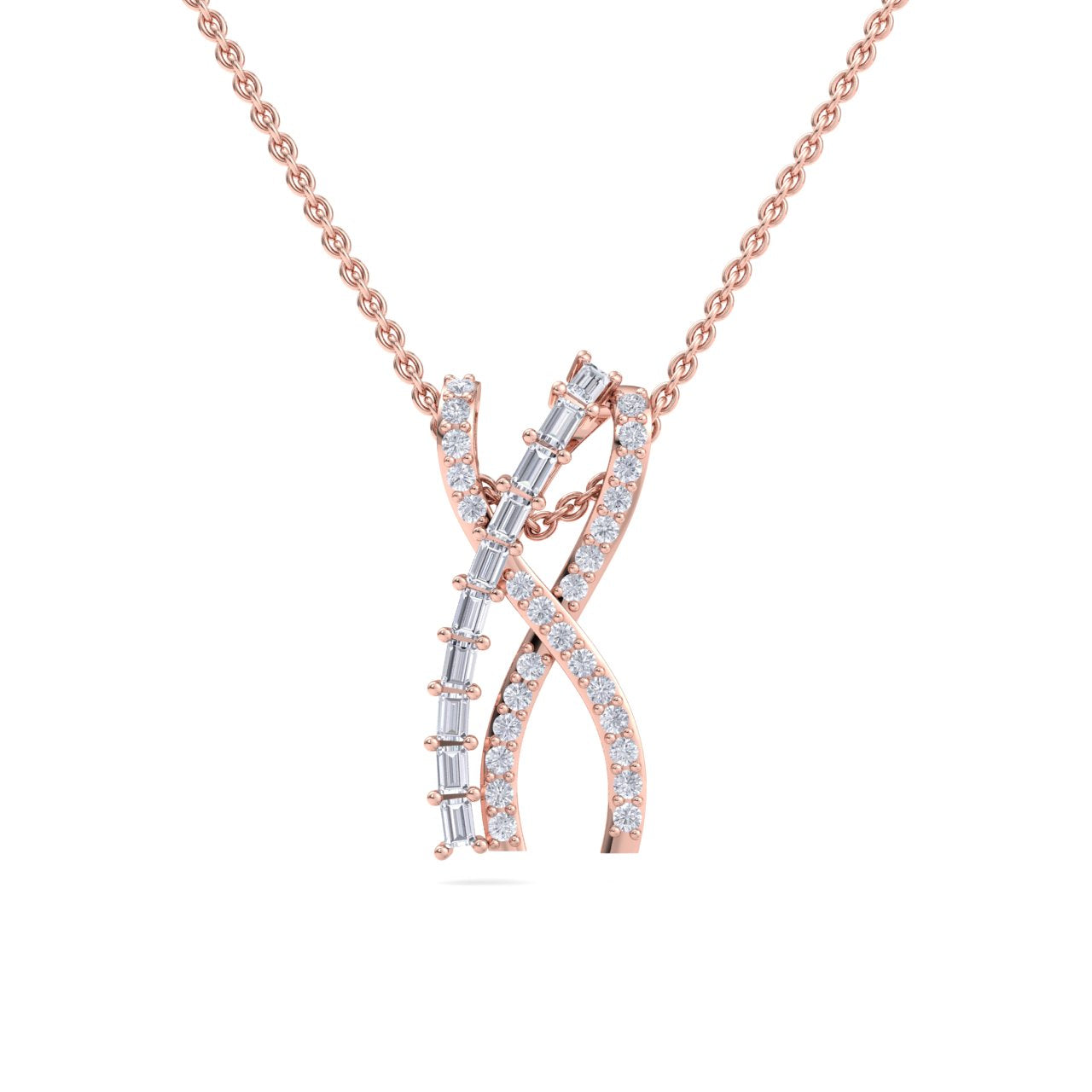 Necklace in rose gold with white diamonds of 0.66 ct in weight - HER DIAMONDS®