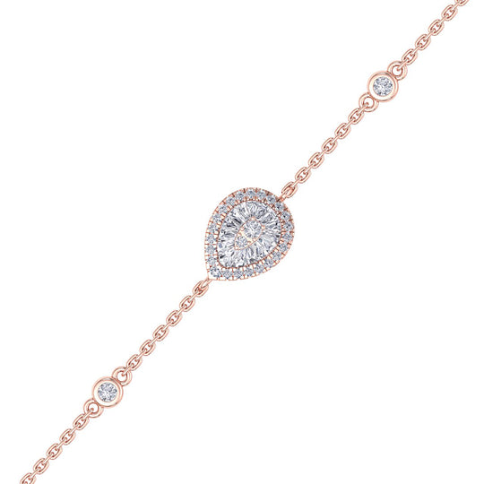 Pear shaped bracelet in white gold with white diamonds of 0.29 ct in weight - HER DIAMONDS®