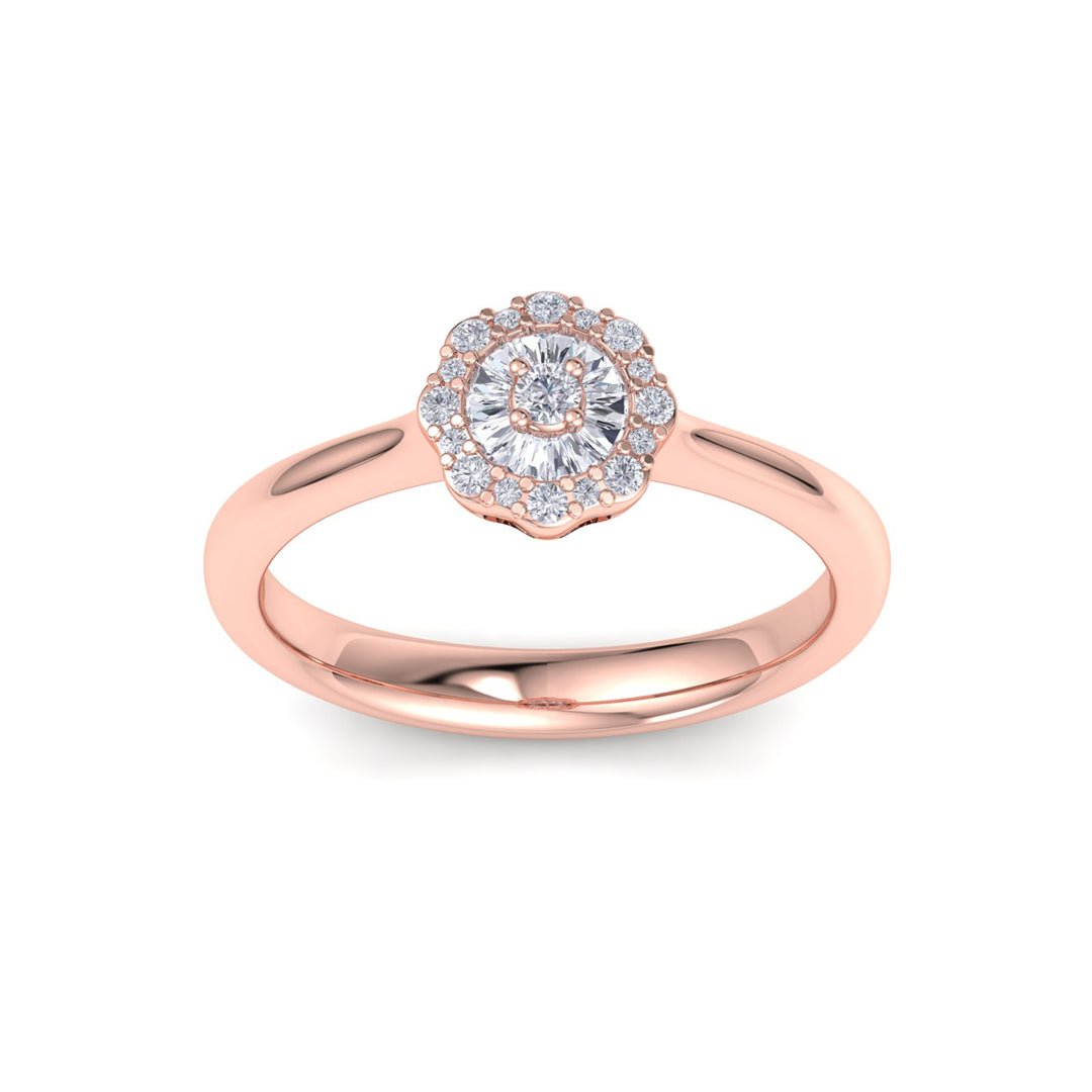 Petite solitarie ring in rose gold with white diamonds of 0.42 ct in weight