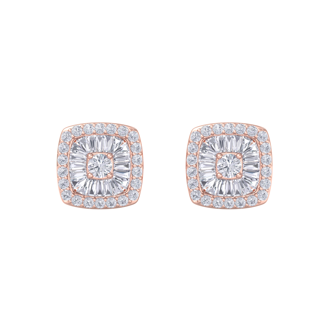 Square halo earrings in white gold with white diamonds of 0.60 ct in weight