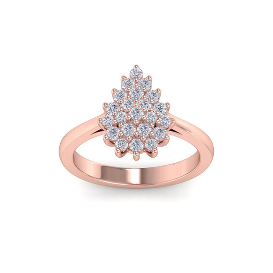 Pear diamond ring in rose gold with white diamonds of 0.59 ct in weight