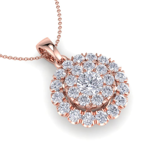 Round pendant necklace in yellow gold with white diamonds of 0.71 ct in weight - HER DIAMONDS®