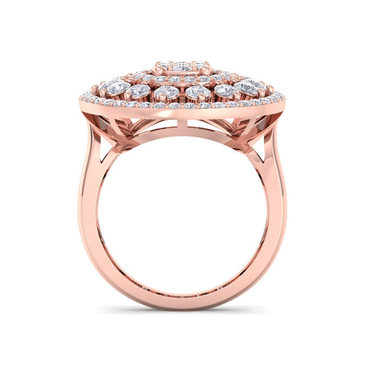 Round ring in rose gold with white diamonds of 1.80 ct in weight