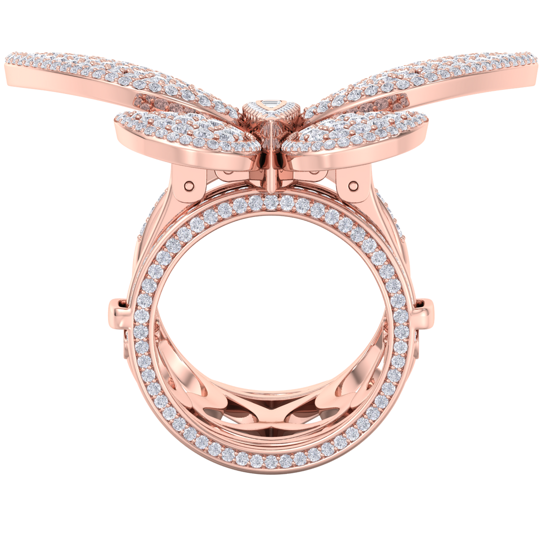 Enchanted butterfly ring in white gold with white diamonds of 2.79 ct in weight