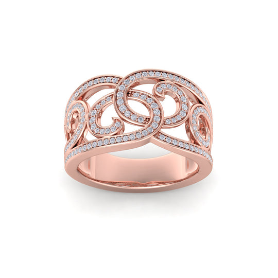 Wide ring in rose gold with white diamonds of 0.41 ct in weight