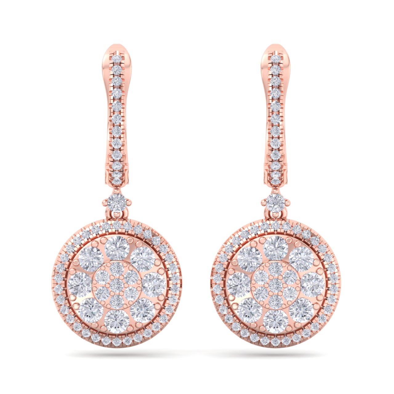 Round earrings in rose gold with white diamonds of 1.83 ct in weight - HER DIAMONDS®