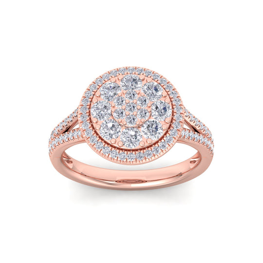 Circle ring in yellow gold with white diamonds of 0.98 ct in weight
