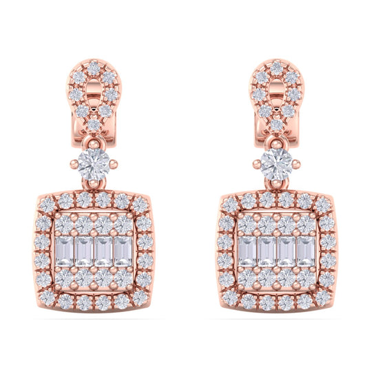 Drop earrings in white gold with white diamonds of 0.71 ct in weight