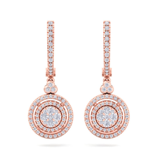Round drop earrings in white gold with white diamonds of 0.88 ct in weight - HER DIAMONDS®
