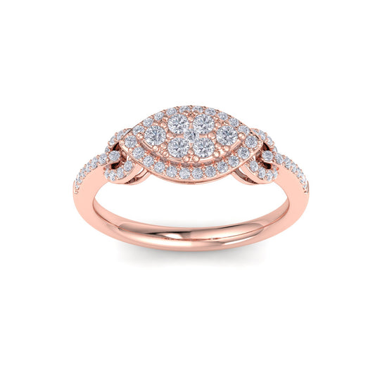 Marquise shaped ring in rose gold with white diamonds of 0.53 ct in weight