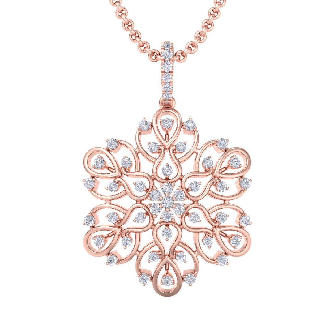 Flower pendant in rose gold with white diamonds of 1.02 ct in weight