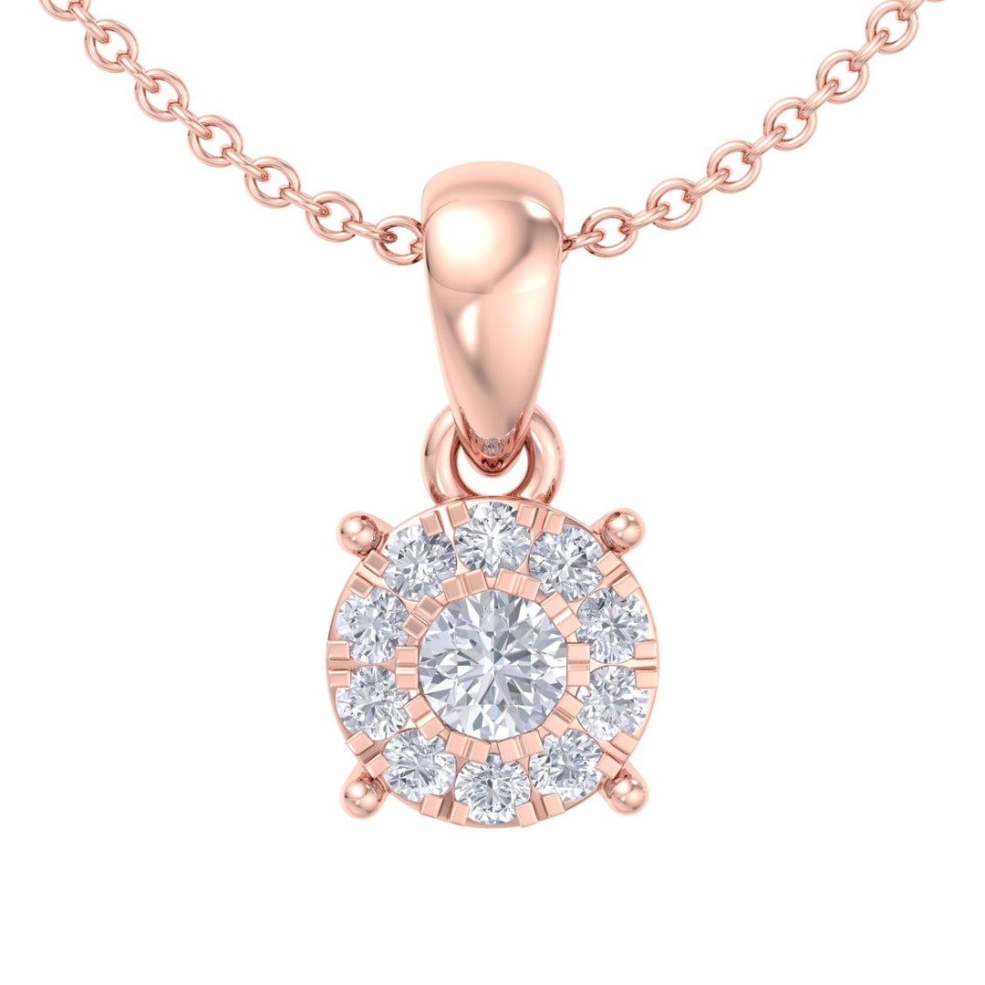 Classic round pendant in yellow gold with white diamonds of 0.17 ct in weight - HER DIAMONDS®