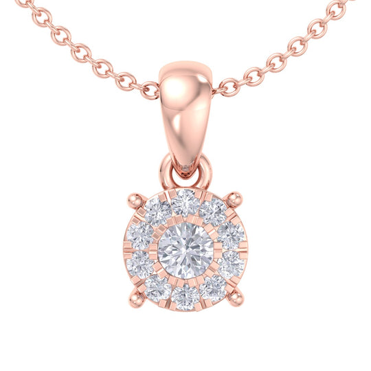 Classic round pendant in yellow gold with white diamonds of 0.17 ct in weight - HER DIAMONDS®